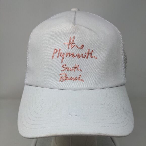 The Plymouth South Beach Snapback Trucker Hat White One Size Mesh Back - Picture 2 of 8